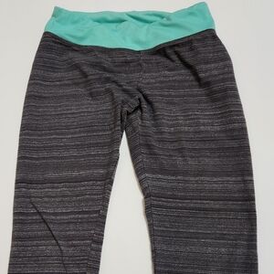 SO Perfect Yoga Girls Pants, Black With Teal Waistband, Size 12